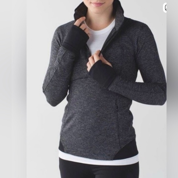 Lululemon Runderful 1/2 Zip Check Pique Black Heather Top Size 10 - Picture 1 of 11